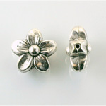 Metalized Plastic Bead - 5-Petal Flower 17.5MM ANTIQUE SILVER