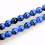 Czech Pressed Glass Bead - Smooth Round 08MM TIGEREYE BLUE