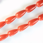 Gemstone Bead - Pear Smooth 15x8MM DOLOMITE DYED CORAL