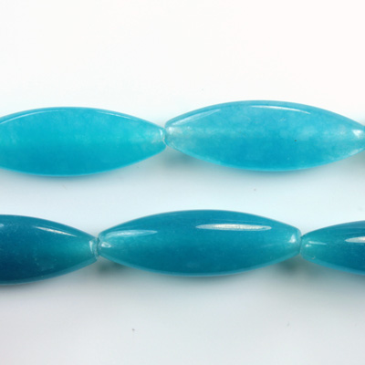 Gemstone Bead Smooth Navette 29x10MM Dyed QUARTZ Col. 30 AQUA