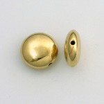 Metalized Plastic Smooth Bead - Round Lentil 15MM GOLD