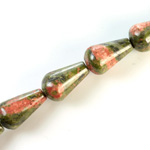 Gemstone Bead - Pear Smooth 18x11MM EPIDOTE