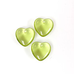 German Pressed Glass Pendant - Smooth Heart 10MM OLIVINE