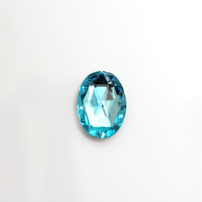Glass Flat Back Foiled Rauten Rose - Oval 14x10MM AQUA