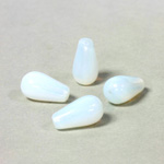 Czech Pressed Glass Bead - Smooth Pear 13x7MM WHITE OPAL