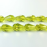 Chinese Cut Crystal Bead - Pear 13x9MM LIGHT OLIVINE