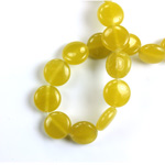 Gemstone Bead - Smooth Round Lentil 10MM Dyed QUARTZ Col. 41 OLIVE