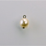 Czech Glass Pearl Bead with 1 Brass Loop - Round 08MM CREME