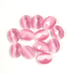 Fiber-Optic Flat Back Cabochon - Rauten Rose Oval 08x6MM CAT'S EYE LT PINK