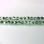 Czech Glass Fire Polish Bead - Round 04MM 1/2 Coated CRYSTAL/LT GREEN