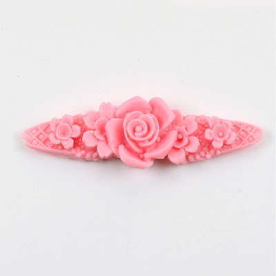 Plastic Carved No-Hole Flower - Band 52x17MM MATTE PINK