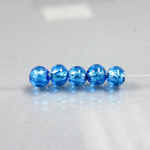 Czech Glass Lampwork Bead - Smooth Round 06MM AQUA SILVER LINED