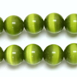 Fiber-Optic Synthetic Bead - Cat's Eye Smooth Round 12MM CAT'S EYE OLIVE