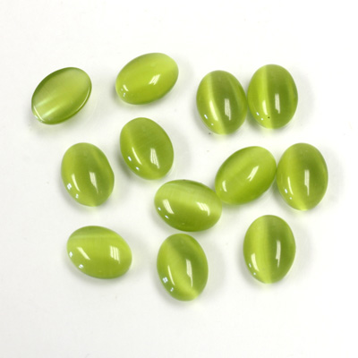 Fiber-Optic Cabochon - Oval 07.5X5.5MM CAT'S EYE OLIVE