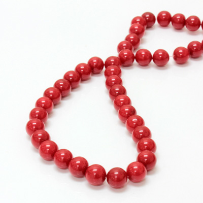 Gemstone Bead - Smooth Round 08MM DOLOMITE DYED RED