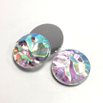 Glass Nugget Top Foiled Cabochon - Round 25MM CRYSTAL AB