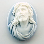 Plastic Cameo - Crown of Thorns Oval 40x30MM WHITE ON ROYAL BLUE FS