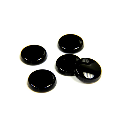 Gemstone Flat Back Single Bevel Buff Top Stone - Round 09MM BLACK ONYX