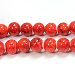 Glass Lampwork Bead - Smooth Round 10MM CORAL MATRIX