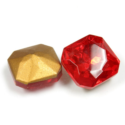 Glass Point Back Foiled Tin Table Cut (TTC) Stone - Square Octagon 18x18MM RUBY