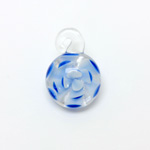 Glass Lampwork Pendant - Round 20MM Flower BLUE CRYSTAL