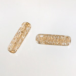 Plastic Engraved Bead - Tube 21x6MM GOLD on CRYSTAL