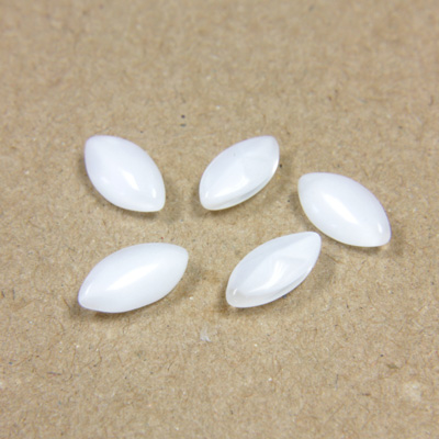 Glass Point Back Buff Top Stone Opaque Doublet - Navette 10x5MM WHITE MOONSTONE