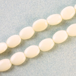 Czech Pressed Glass Bead - Flat Oval 12x9MM IVORY