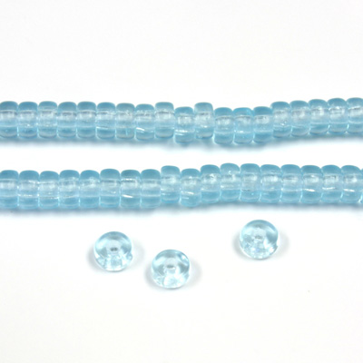 Czech Pressed Glass Roller Bead - Smooth Pony 04MM AQUA