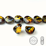 Chinese Cut Crystal Millefiori Bead - Round Twist 14MM DK BROWN