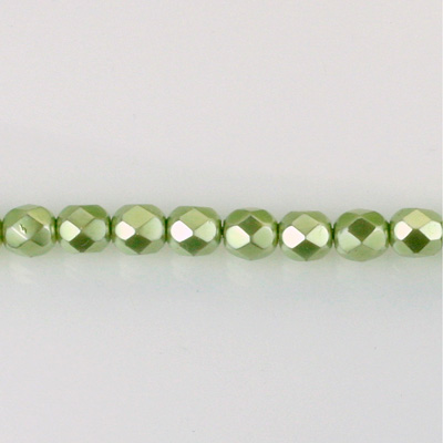 Czech Glass Pearl Faceted Fire Polish Bead - Round 04MM DARK OLIVE 70458