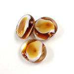 Glass Lampwork Bead - Round Coin 16MMTOPAZ WHITE 92168