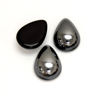 Glass Medium Dome Cabochon - Pear 18x13MM Metallic Coated HEMATITE