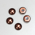 Glass Medium Dome Pearl Dipped Cabochon - Round 11MM DARK BROWN