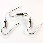 Brass Earwire - Fish Hook with Bead and Coil with Turned Loop Stainless Steel