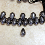 Czech Pressed Glass Pendant - Smooth Drop 9x6MM HEMATITE