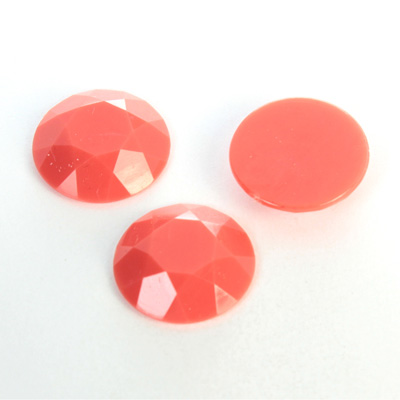 Plastic Flat Back Rose Cut Rhinestone - Round 18MM CORAL