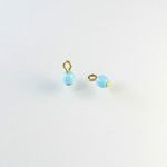 Pressed Glass Bead with 1 Brass Loop - Round 04MM LT BLUE TURQ/Brass