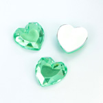 Plastic Flat Back Foiled Rose Cut Rhinestone - Heart 15.5MM PERIDOT