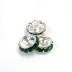 Czech Rhinestone Rondelle Shrag Rivoli Back Setting - Round 12MM outside w 08mm (ss38) Recess EMERALD-SILVER