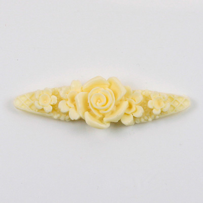 Plastic Carved No-Hole Flower - Band 52x17MM MATTE IVORY