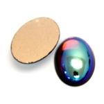 Glass Medium Dome Foiled Cabochon - Coated Oval 25x18MM AMETHYST AB