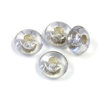 Czech Pressed Glass Bead - Round Rondelle Pony 06x11MM CRYSTAL SILVER LINE