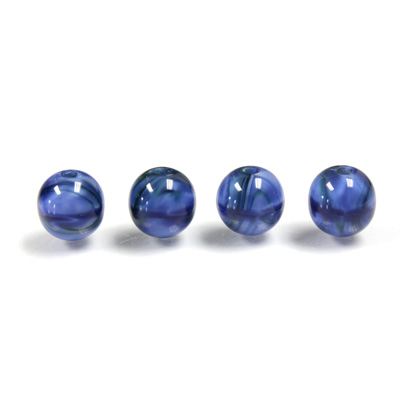 Czech Glass Lampwork Bead - Round 08MM SWIRL BLUE 02953