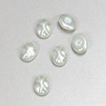 Glass Cabochon Baroque Top Pearl Dipped - Oval 10x8MM WHITE