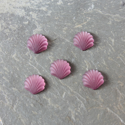 Glass Cabochon - Shell 08x7MM MATTE AMETHYST Foiled