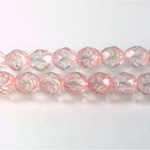 Czech Glass Fire Polish Bead - Round 08MM STRIPED PINK