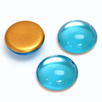 Glass Medium Dome Foiled Cabochon - Round 18MM AQUA