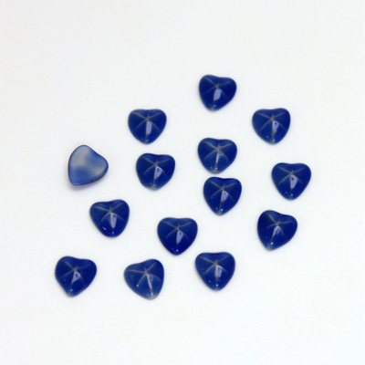 Germanj Glass Medium Dome Cabochon - Heart 5x4.5MM ROYAL STAR BLUE