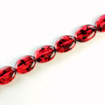 Czech Pressed Glass Bead - Flat Oval 12x9MM SPECKLE RUBY 64989